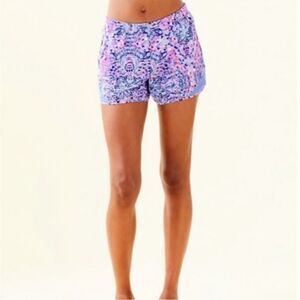 LAST CHANCE Lilly Pulitzer Luxletic Ocean Trail Shorts Blue Pink Floral XS